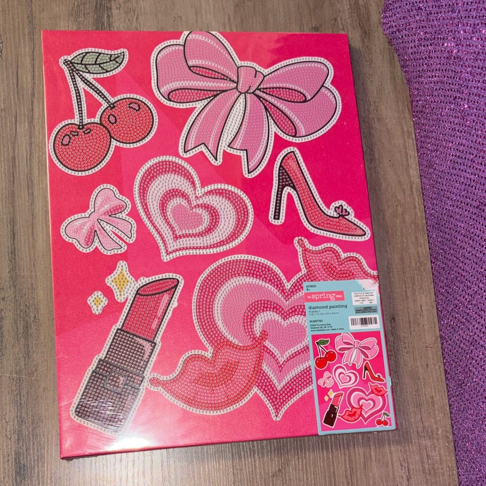 Hobby Lobby Pink Hearts & Bows Diamond Art Kit Cherry Lipstick Heels Craft
